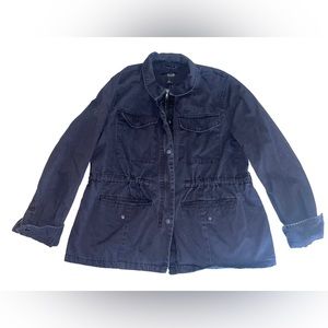 a.n.a Navy Blue Zipper Women’s Utility Jacket Outwear - Size Large